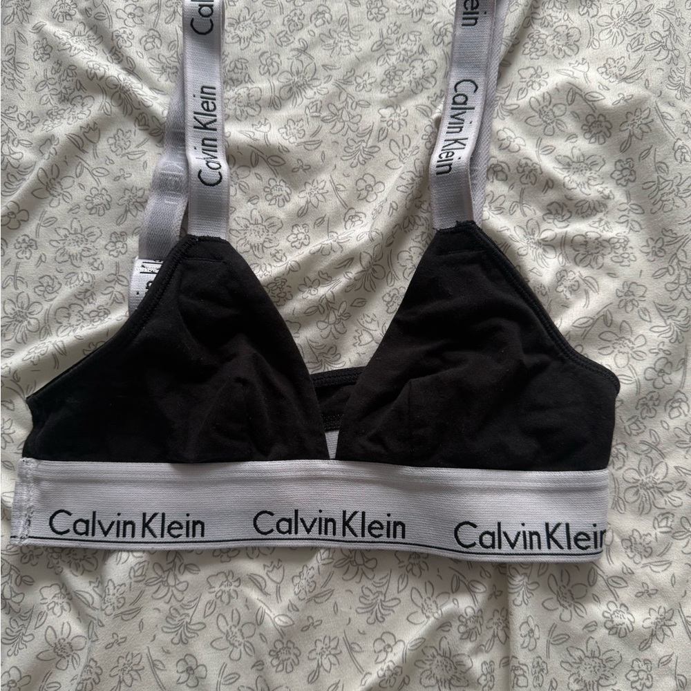 Calvin Klein Black Bralette with White Logo Band